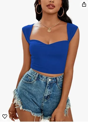 Amazon blue square neck top thumbnail 1