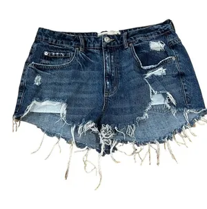 Garage Blue Denim Distressed Jean Shorts Frayed Hem thumbnail 1