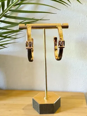 ALLSAINTS Gold Tone Buckle Hoop Earrings - McBling Baddie thumbnail 2