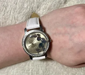 Vintage LBVYR Watch Flower Print Crystal Watch Silver Toned thumbnail 1