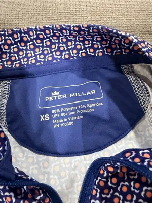 Peter Millar the players sun Navy and White Printed Quarter-Zip Long-Sleeve Top thumbnail 15