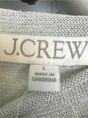 J. Crew Silver shimmer sweater roll down collar pullover sweater glam Large thumbnail 3