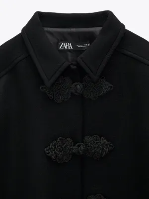 ZARA Black Wool Blend Toggle Coat Jacket thumbnail 6