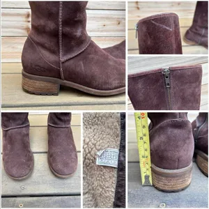 Y2K Brown Suede Leather Mid-Calf UGG Boots w/ Slight Heel and Lined Interior thumbnail 7