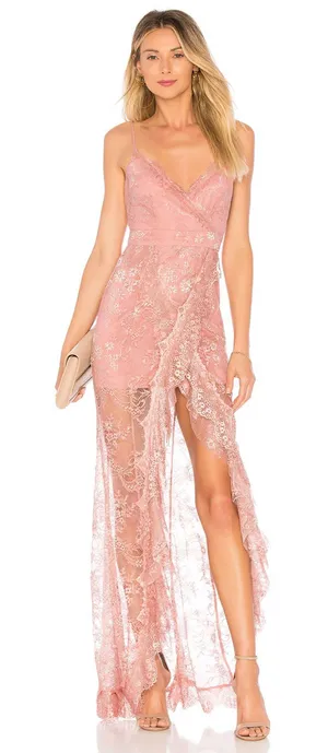 MAJORELLE Paisley Lace Floral‎ Maxi Dress Pink Small thumbnail 1
