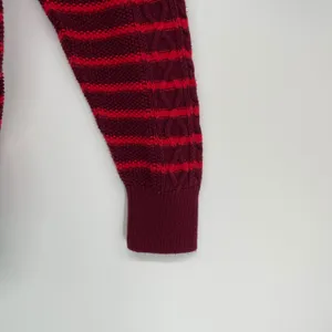 GAP Red Burgundy Striped Cable Knit Long Sleeve Crew Neck Sweater Size XL Cozy‎ thumbnail 4