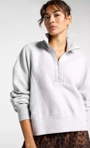 CALIA by Carrie Underwood Light Gray Half-Zip Fleece Pullover thumbnail 1
