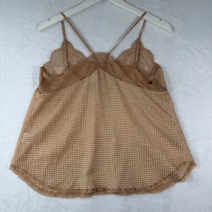 The Impeccable Pig Tan Gingham Lace‎ Trim Cami Top JT1235 Small thumbnail 6