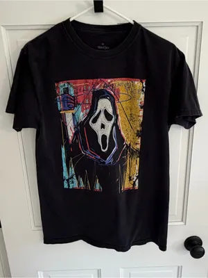 Ghost Face Scream Graphic T-Shirt Black Horror Movie Tee Size‎ Medium thumbnail 1