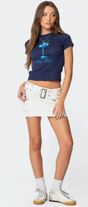 Edikted white mini skirt with buckle  thumbnail 1
