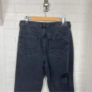 American Eagle Black Distressed Denim Mom Jeans Size 10 thumbnail 8
