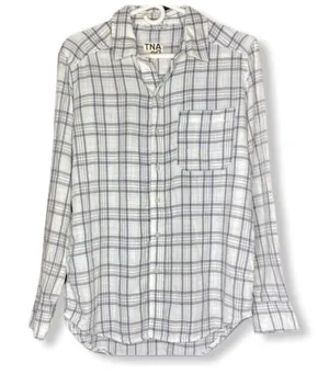 TNA Plaid Cotton‎ Shirt White Size XS thumbnail 1
