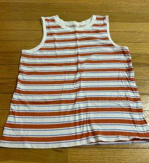 LOFT Orange & White Striped Tank Top thumbnail 1