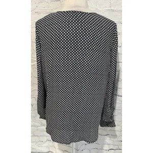 Ann Taylor Factory Top Black & White Polka Dot Long Sleeve Blouse Size Medium thumbnail 5