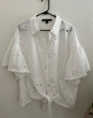 Marc New York White Eyelet Blouse thumbnail 1