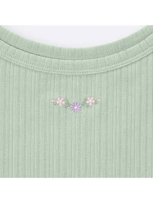 Uniqlo GU Cotton Blend Cropped Tank Top | Dry | Flower Baby Tee NWT Light Green thumbnail 3