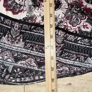 Free People Dress Womens XS Kimono Satin Babydoll Maroon Floral Boho Flowy‎ thumbnail 5