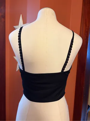 5/$25‼️Black Lace-Trim Tie-open front Top thumbnail 4