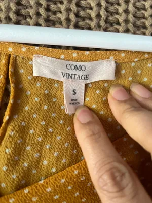 Como Vintage Mustard Yellow Polka Dot Long Sleeve Dress thumbnail 2