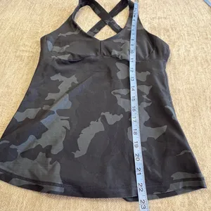Prana Layna Tank Womens XS Crisscross Back Gray Camo‎ Yoga Gym Workout Gorpcore thumbnail 3