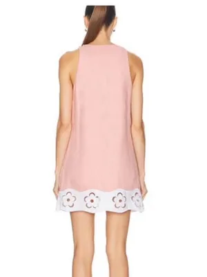 STAUD Light Pink Linen Mini Dress thumbnail 3