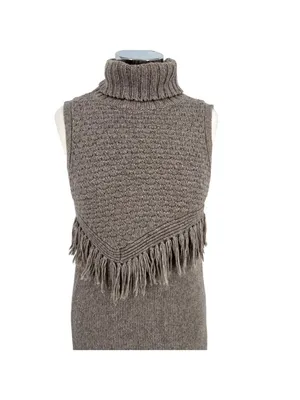 Anthropologie Nomad Morgan Carper Fringe Sweater Dress Gray Western Size Small thumbnail 2