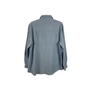 90s Teacher Embroidered School Theme Dressbarn Blue Button Up Long Sleeve Top L thumbnail 2