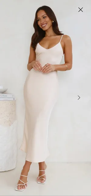 Hello Molly SOPHISTICATED SATIN SLIP MIDI DRESS CHAMPAGNE thumbnail 1