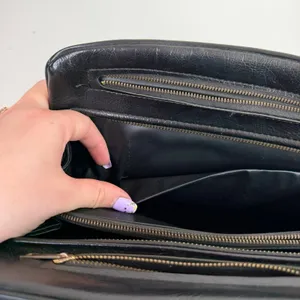 Faux leather‎ black double handle hobo bag purse zip multi compartment shoulder thumbnail 7