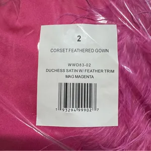 WeWoreWhat Hot Pink Strapless Feather Trim Slit Maxi‎ Dress Size 2 thumbnail 6
