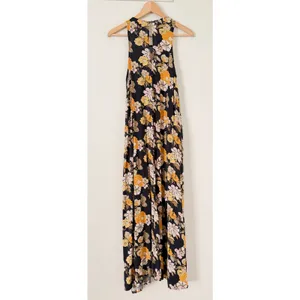 Natural Life Floral Maxi Dress XS S Black Yellow Flowers‎ Garden Long Sleeveless thumbnail 5