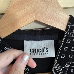 Chico's Travelers 2 Piece Skirt Set Size 2 Black White Village Print Women Large thumbnail 3