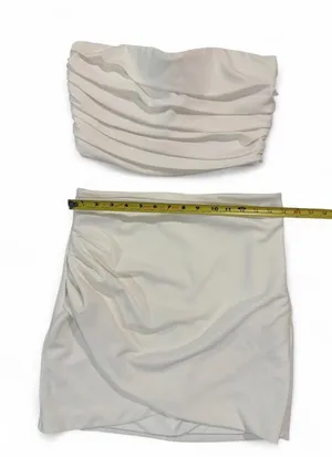 Zara Two Piece White Strapless Set Bottom Large Top Medium thumbnail 4