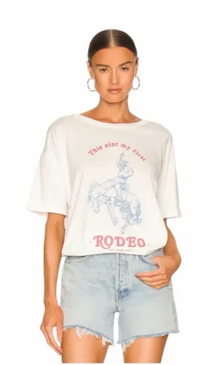 The Laundry Room Coors Banquet Rodeo Graphic Oversized Tee White Womens SM NWOT thumbnail 1