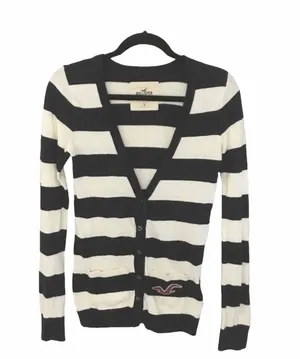Hollister ★ Varsity Collegiate Rugby Stripe Cardigan Sweater ★ Navy White thumbnail 6