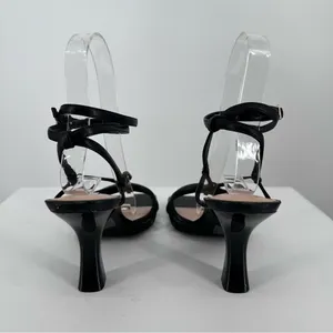 Steve Madden Singapore Black Strappy Heeled Sandals size 6 Faux Leather thumbnail 6