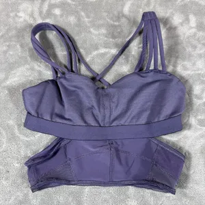 Lululemon Exquisite Strappy Cut-Out Long Bra Nightfall Plum Mesh Size 2 Cut Outs thumbnail 8