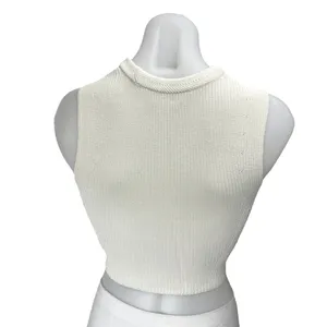Aritzia Wilfred White Sleeveless Ribbed Knit Sculpt High Neck Crop Top Size XS thumbnail 2