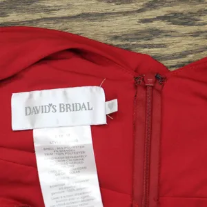 David's Bridal Womens Satin Trim Midi Knit A-Line Dress Red 18 thumbnail 3
