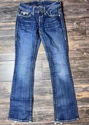 Vigoss The‎ New York Slim Boot Embellished Pockets Jeans Size 1/2 Bling Rodeo thumbnail 1