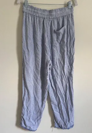 Aerie Real Good Gauze Striped High Waisted Pants Size Medium blue white boho thumbnail 6