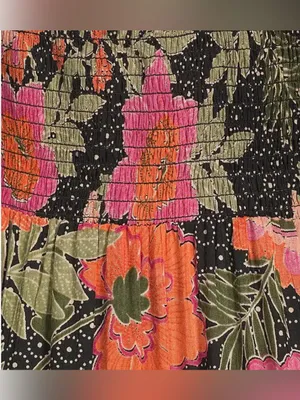 Angie Floral Lace Trim Tiered Midi Dress Size Small NWT Boho thumbnail 3
