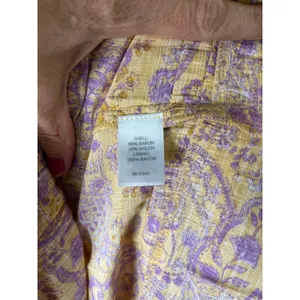 J.Jill Tiered Paisley Midi Dress Yellow Lavender‎ Boho Prairie Cottagecore MP thumbnail 6