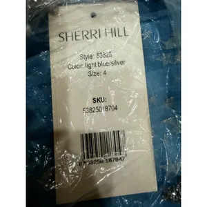 SHERRI HILL 53825 Light Blue/Silver Glitter‎ Star High-Low Dress Gown NWT Size 4 thumbnail 3