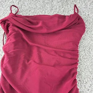 Oh Polly Dark Red Ruched Mesh Cowl Neck Bodycon Mini Dress Size 2 Homecoming thumbnail 4