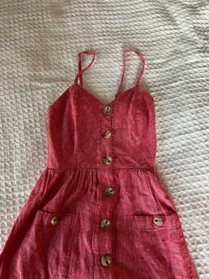 Boutique Red Button Down Red Dress Size XS thumbnail 2
