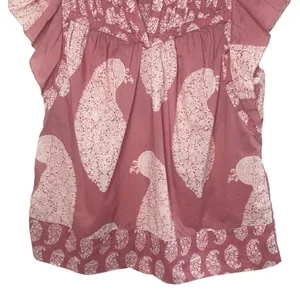 WONDERLY Dusty Rose Paisley Flutter‎ Sleeve Cotton Top, Small thumbnail 3