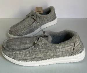 Drope Kate Women’s Faux Fur Lined Shoes Size 8 Grey Casual Comfort Lace-Up NIB thumbnail 1