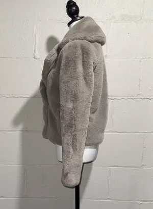 Abercrombie and Fitch Faux Fur Grey Cropped Jacket Size XXS thumbnail 2