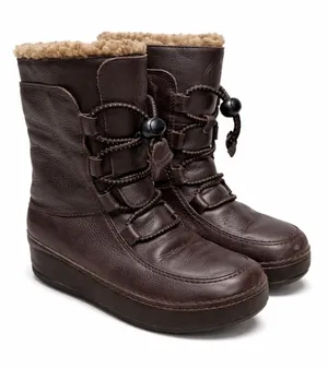 FitFlop Mukluk Leather Shearling Lined Winter Boots Brown Womens‎ 6 thumbnail 1